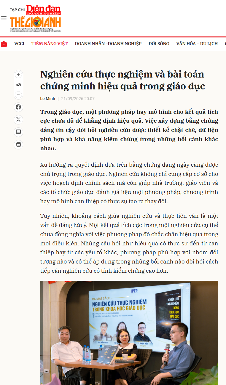 Chuyên trang Thế Giới Ảnh của Tạp chí Diễn đàn Doanh nghiệp tiếp cận sự kiện từ “bài toán chứng minh hiệu quả trong giáo dục”.