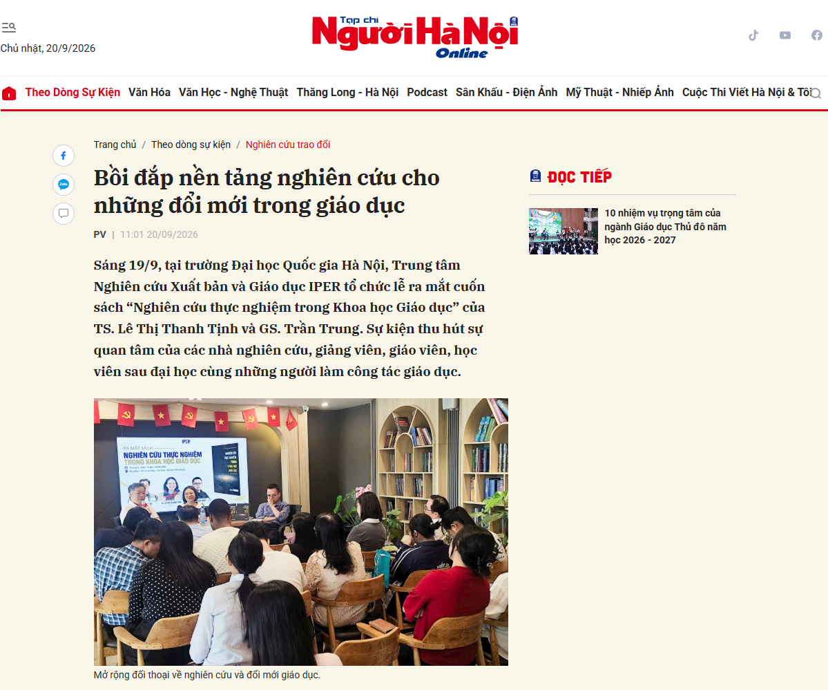 Với tiêu đề “Bồi đắp nền tảng nghiên cứu cho những đổi mới trong giáo dục”, Người Hà Nội lựa chọn đặt sự kiện trong câu chuyện rộng hơn về đổi mới giáo dục.