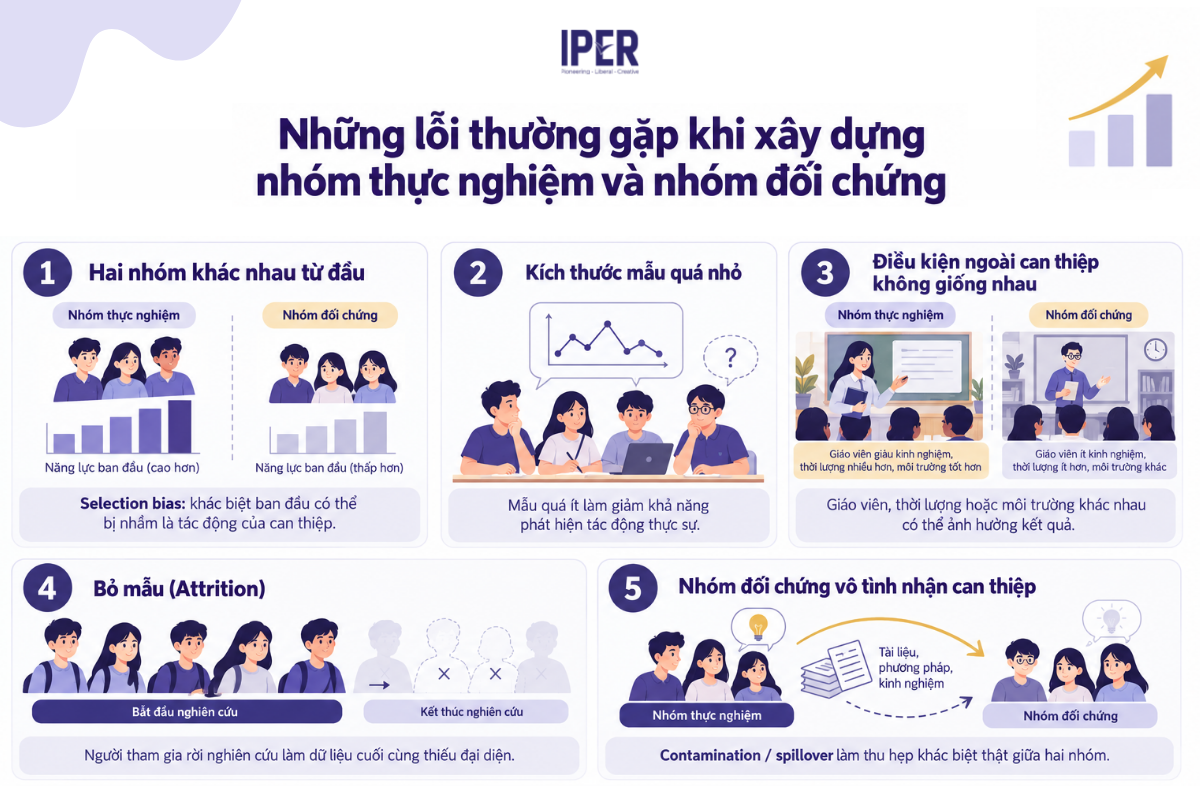 Những lỗi thường gặp khi xây dựng nhóm thực nghiệm và nhóm đối chứng